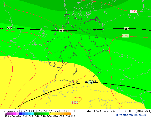 Dikte 500-1000hPa CFS ma 07.10.2024 00 UTC