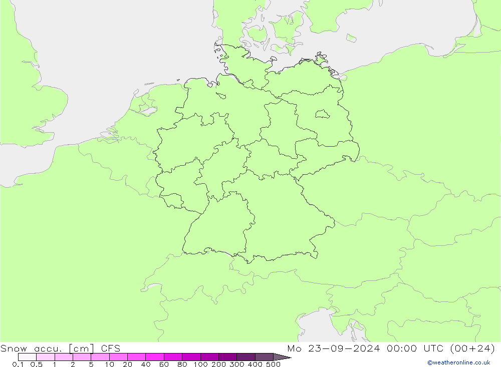 Snow accu. CFS 星期一 23.09.2024 00 UTC