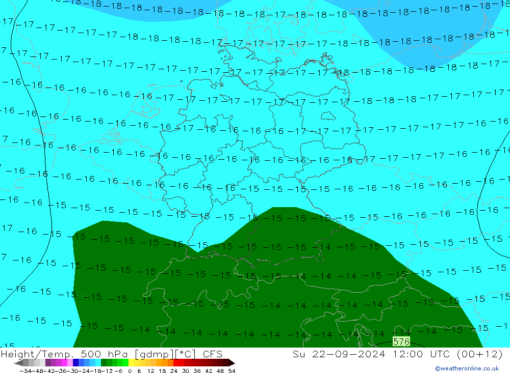 Geop./Temp. 500 hPa CFS dom 22.09.2024 12 UTC