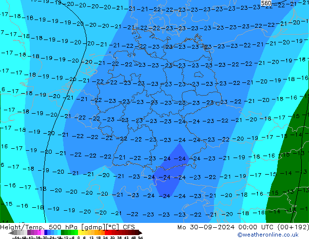 Height/Temp. 500 hPa CFS Po 30.09.2024 00 UTC