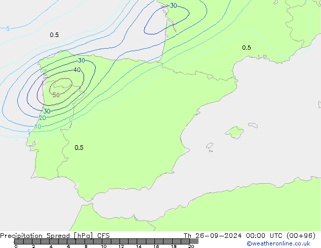 precipitação Spread CFS Qui 26.09.2024 00 UTC