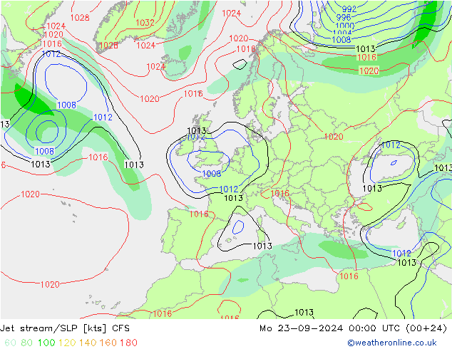 джет/приземное давление CFS пн 23.09.2024 00 UTC