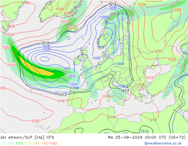 Jet stream CFS Qua 25.09.2024 00 UTC