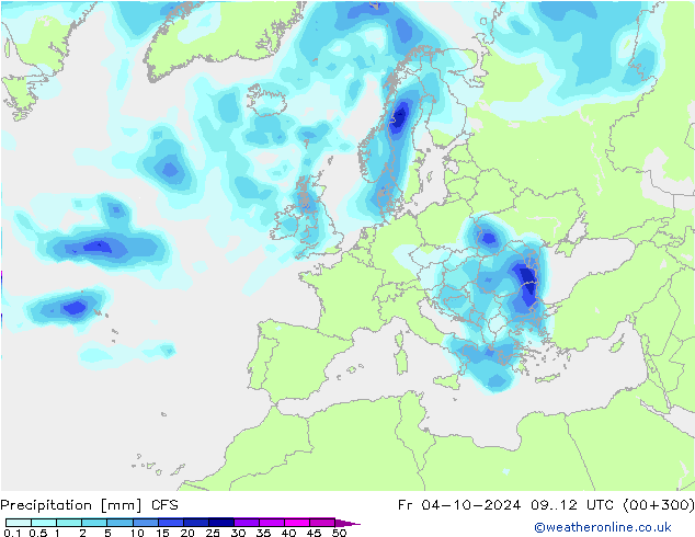 Srážky CFS Pá 04.10.2024 12 UTC