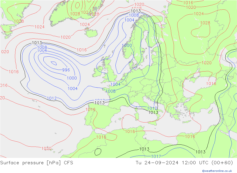 Pressione al suolo CFS mar 24.09.2024 12 UTC