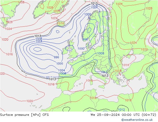 Surface pressure CFS We 25.09.2024 00 UTC