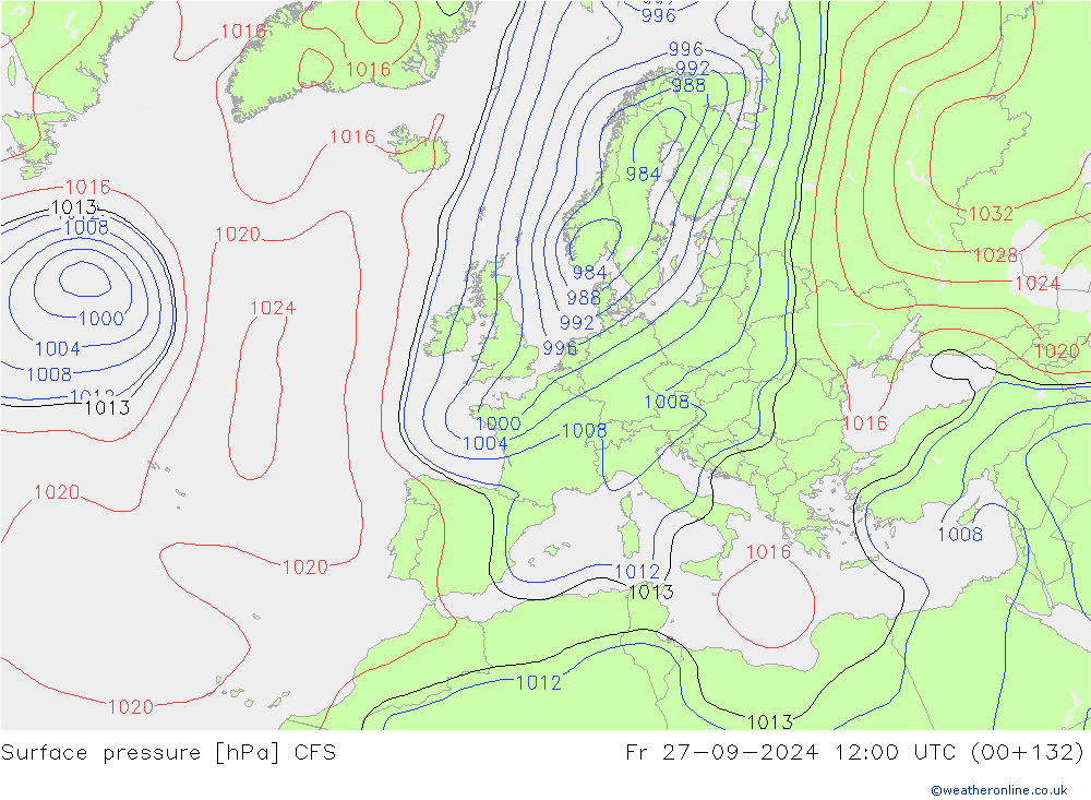 приземное давление CFS пт 27.09.2024 12 UTC