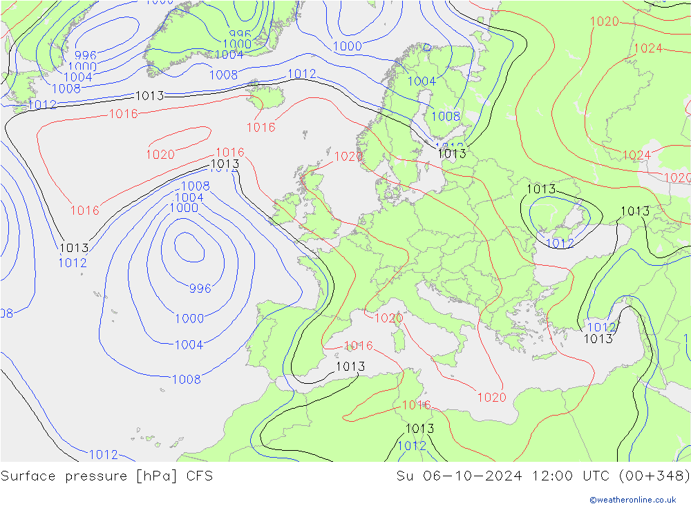 Surface pressure CFS Su 06.10.2024 12 UTC