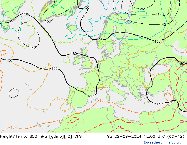 Height/Temp. 850 гПа CFS Вс 22.09.2024 12 UTC