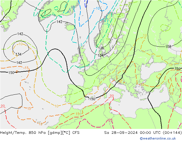 Height/Temp. 850 hPa CFS so. 28.09.2024 00 UTC