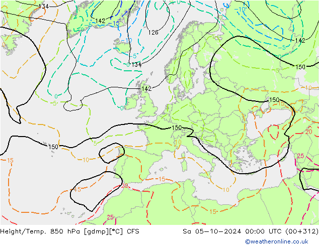 Height/Temp. 850 hPa CFS Sa 05.10.2024 00 UTC