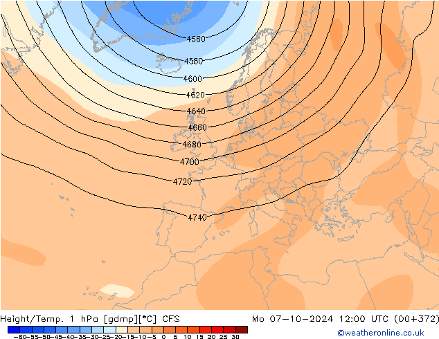 Height/Temp. 1 гПа CFS пн 07.10.2024 12 UTC