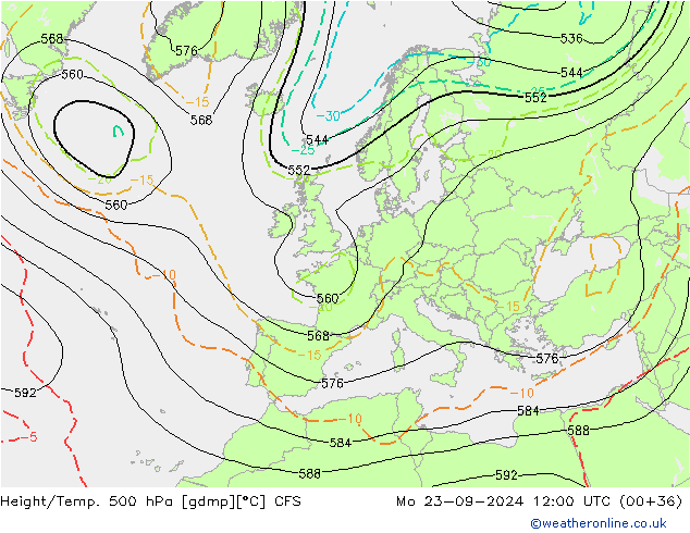 Hoogte/Temp. 500 hPa CFS ma 23.09.2024 12 UTC