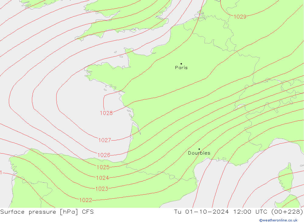 Yer basıncı CFS Sa 01.10.2024 12 UTC