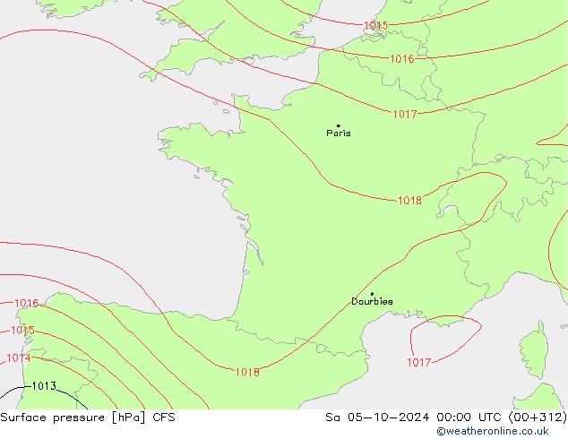 Surface pressure CFS Sa 05.10.2024 00 UTC