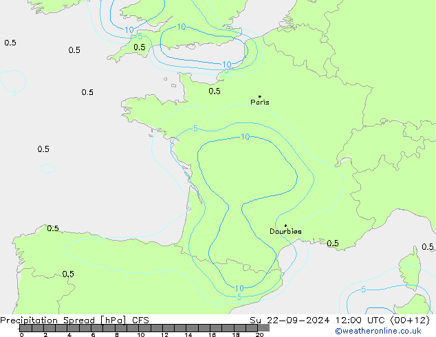 Niederschlag  Spread CFS So 22.09.2024 12 UTC