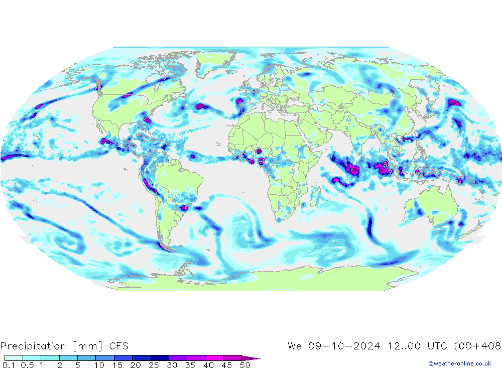 Neerslag CFS wo 09.10.2024 00 UTC