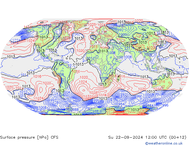 Presión superficial CFS dom 22.09.2024 12 UTC