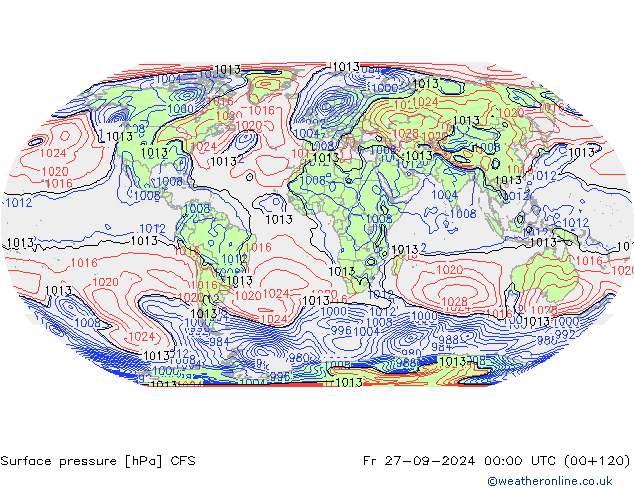 Surface pressure CFS Fr 27.09.2024 00 UTC