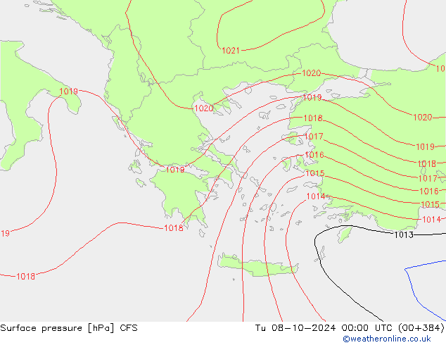 приземное давление CFS вт 08.10.2024 00 UTC