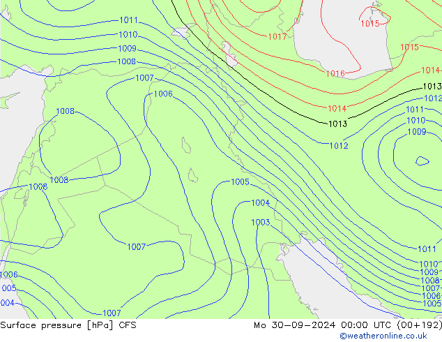 приземное давление CFS пн 30.09.2024 00 UTC