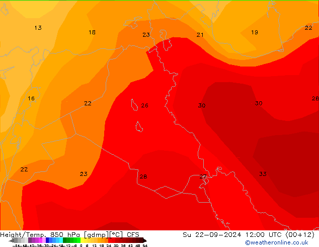 Height/Temp. 850 hPa CFS  22.09.2024 12 UTC