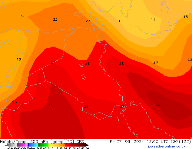 Height/Temp. 850 hPa CFS Fr 27.09.2024 12 UTC