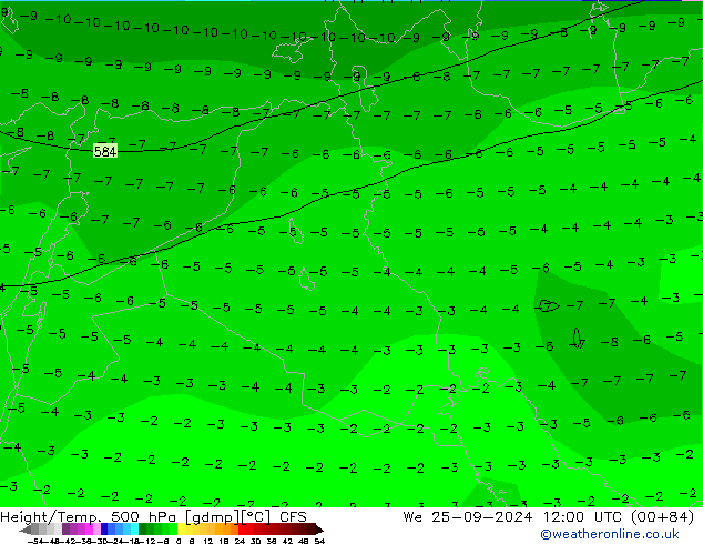 Height/Temp. 500 hPa CFS mer 25.09.2024 12 UTC