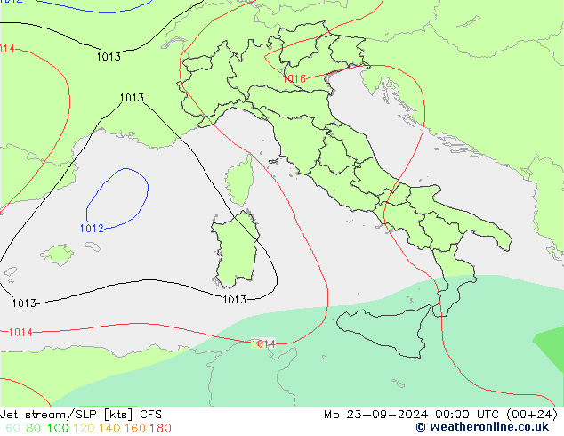 Jet stream/SLP CFS Mo 23.09.2024 00 UTC