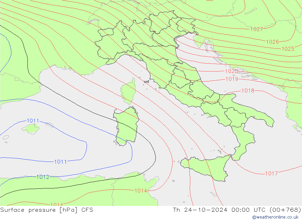 Atmosférický tlak CFS Čt 24.10.2024 00 UTC