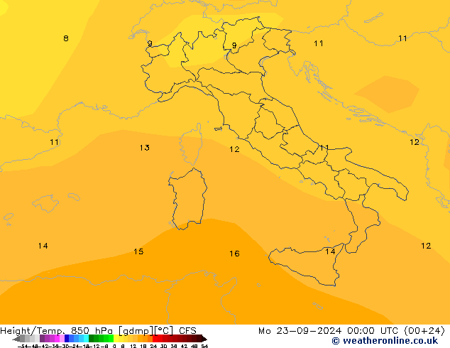 Height/Temp. 850 hPa CFS  23.09.2024 00 UTC