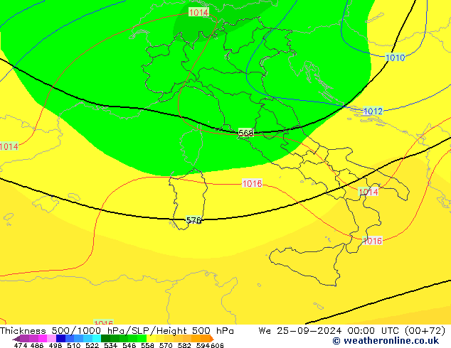 Thck 500-1000гПа CFS ср 25.09.2024 00 UTC