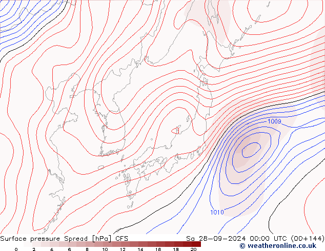 Surface pressure Spread CFS Sa 28.09.2024 00 UTC