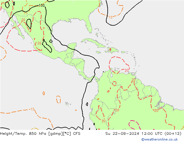 Hoogte/Temp. 850 hPa CFS zo 22.09.2024 12 UTC