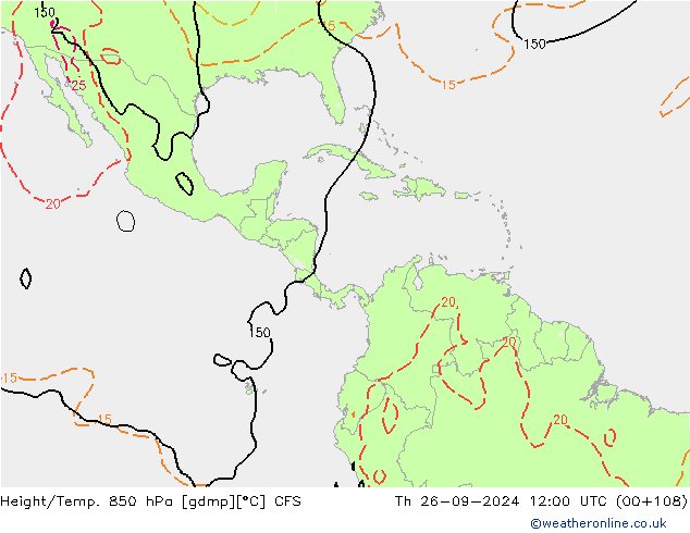 Height/Temp. 850 hPa CFS  26.09.2024 12 UTC