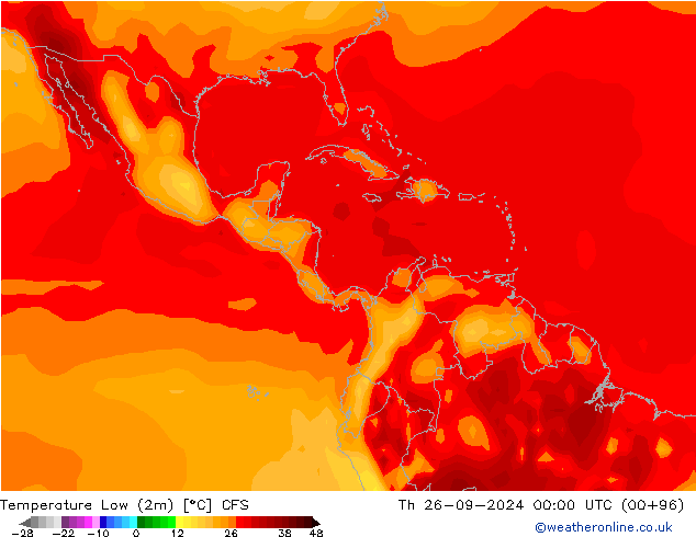 Temperature Low (2m) CFS Th 26.09.2024 00 UTC