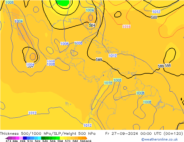 Thck 500-1000гПа CFS пт 27.09.2024 00 UTC