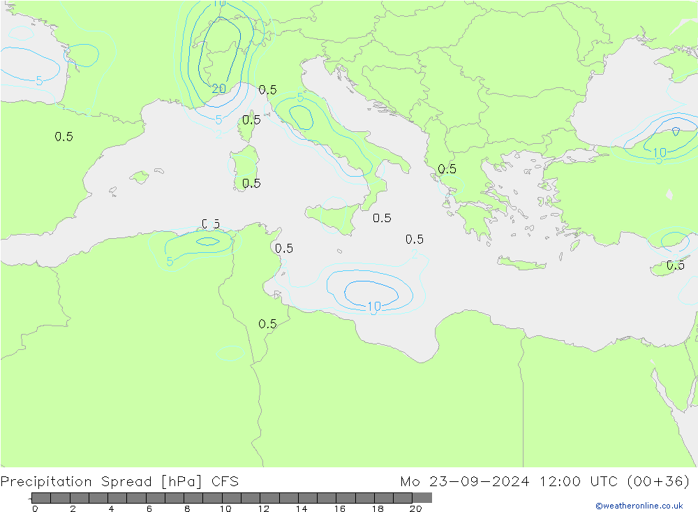 Neerslag Spread CFS ma 23.09.2024 12 UTC