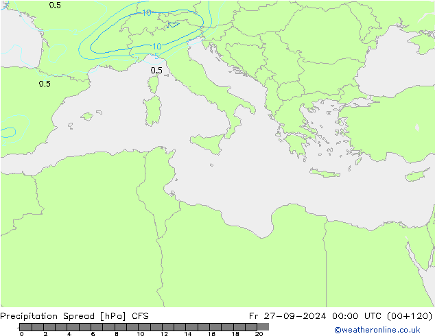 осадки Spread CFS пт 27.09.2024 00 UTC