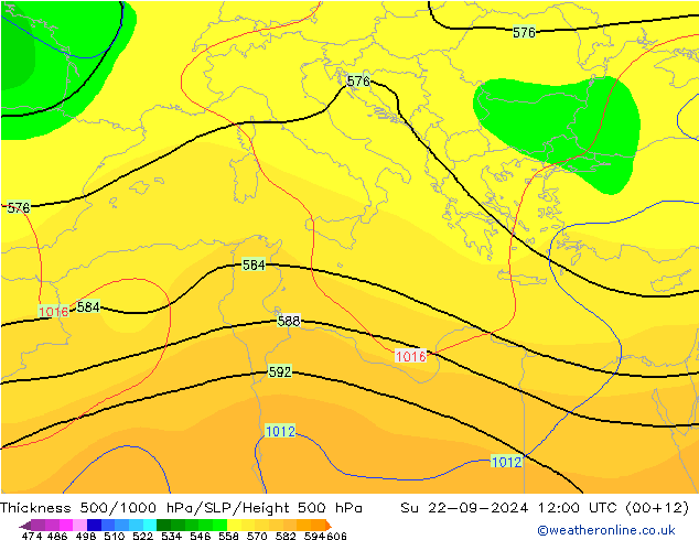 Thck 500-1000hPa CFS nie. 22.09.2024 12 UTC