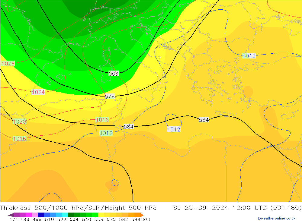 Thck 500-1000hPa CFS Su 29.09.2024 12 UTC