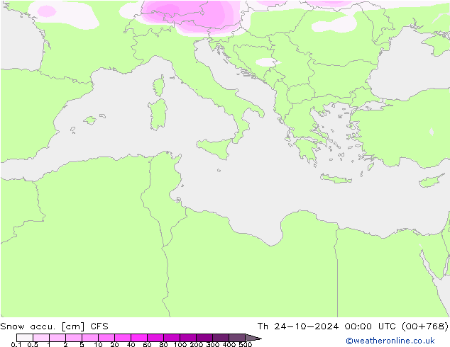 Snow accu. CFS Qui 24.10.2024 00 UTC