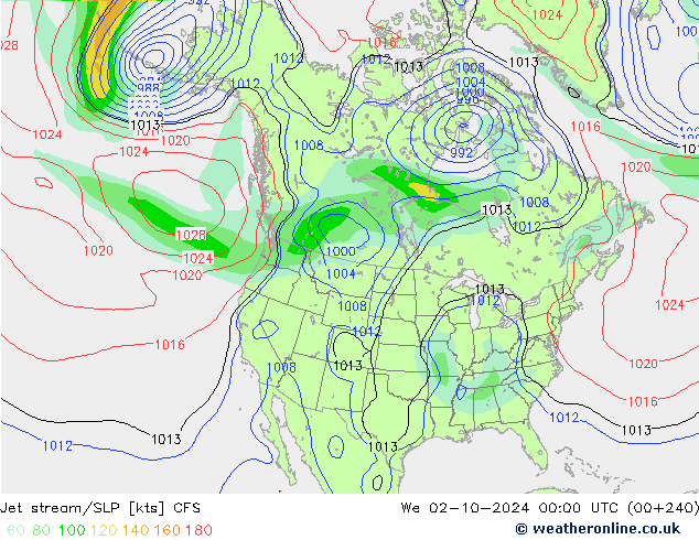 Jet stream CFS Qua 02.10.2024 00 UTC