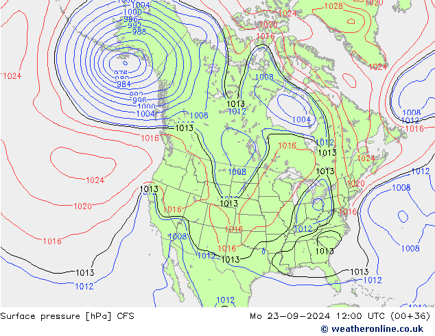 Presión superficial CFS lun 23.09.2024 12 UTC