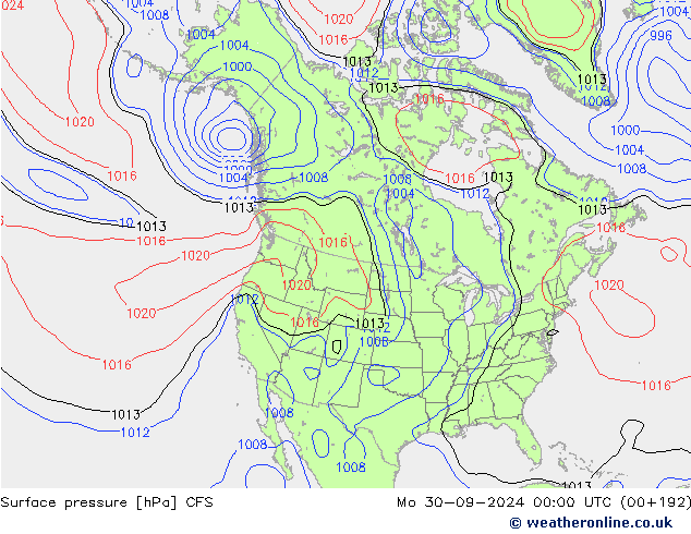 Luchtdruk (Grond) CFS ma 30.09.2024 00 UTC