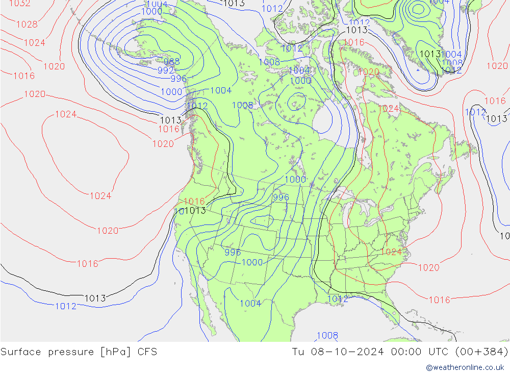 Surface pressure CFS Tu 08.10.2024 00 UTC