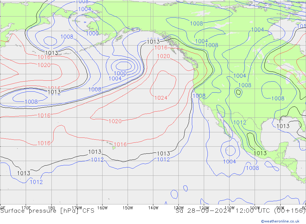 Pressione al suolo CFS sab 28.09.2024 12 UTC