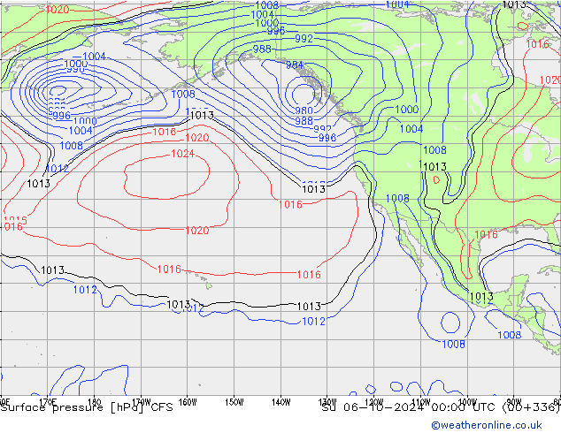 Luchtdruk (Grond) CFS zo 06.10.2024 00 UTC