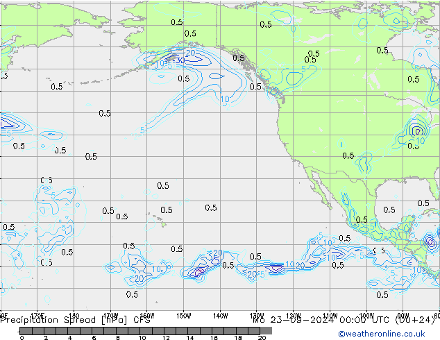 Srážky Spread CFS Po 23.09.2024 00 UTC