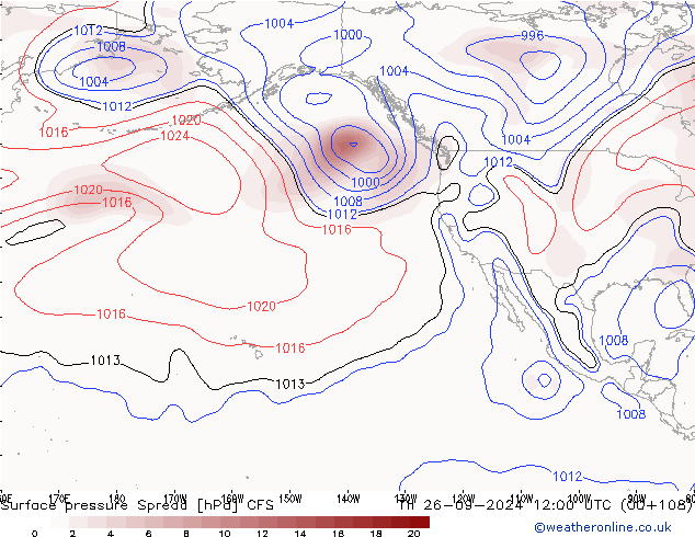 Atmosférický tlak Spread CFS Čt 26.09.2024 12 UTC